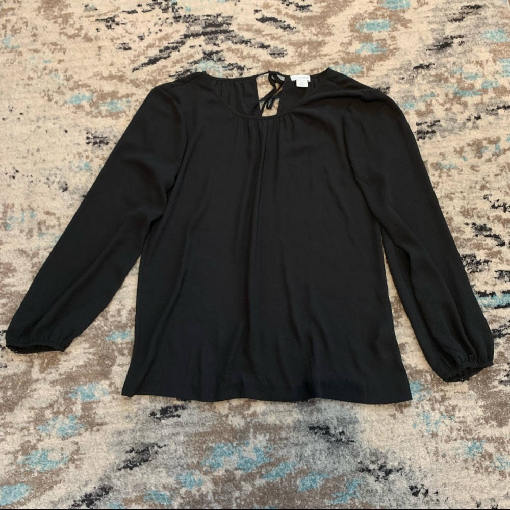 🌸 3/$30 J By J. Crew Women's Long Sleeve working Top Blouse Black